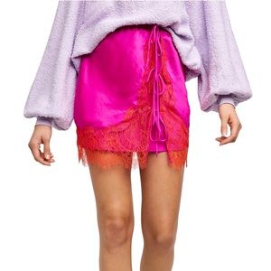 Free People All Tied Up Half Slip Skirt In Fuchsia.
